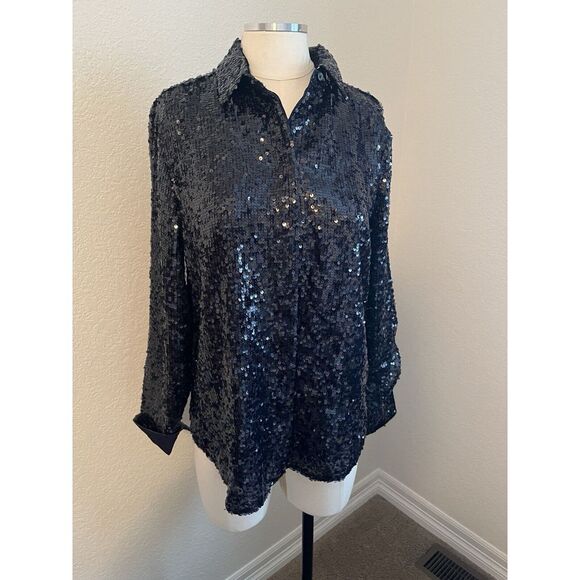 J. CREW Collection Classic-Fit Sequin Shirt Button Down Top Blouse Size 6. - Picture 3 of 9